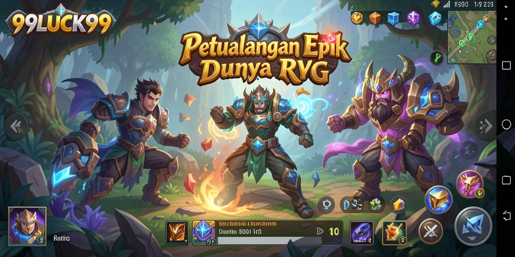 Tangkapan layar menunjukkan aksi seru dalam gameplay RPG 99LUCK99.