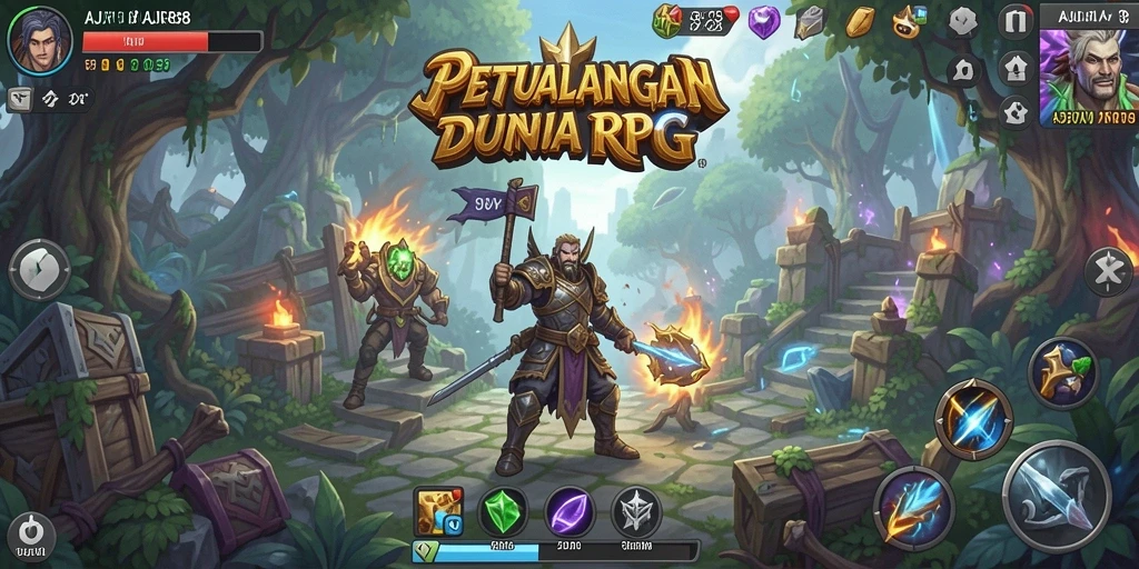 Tampilan gameplay AJR88 yang menampilkan pertempuran dan petualangan RPG.