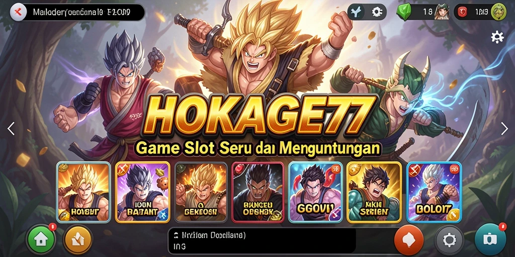 Tampilan gameplay menarik HOKAGE77 di layar smartphone.