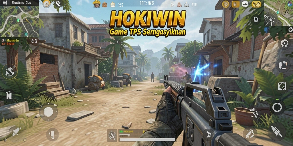 Screenshot utama HOKIWIN yang menunjukkan gameplay TPS yang seru.