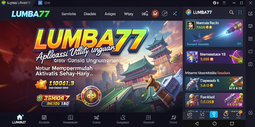 Tampilan intuitif aplikasi LUMBA77 yang memudahkan pengguna.