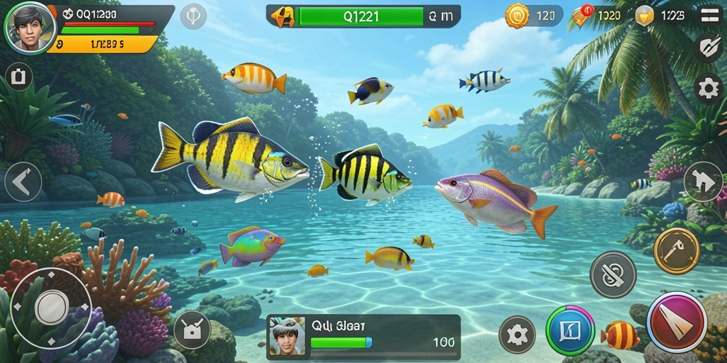 Tampilan utama gameplay Tembak Ikan QQ1221 yang menarik dan penuh warna.