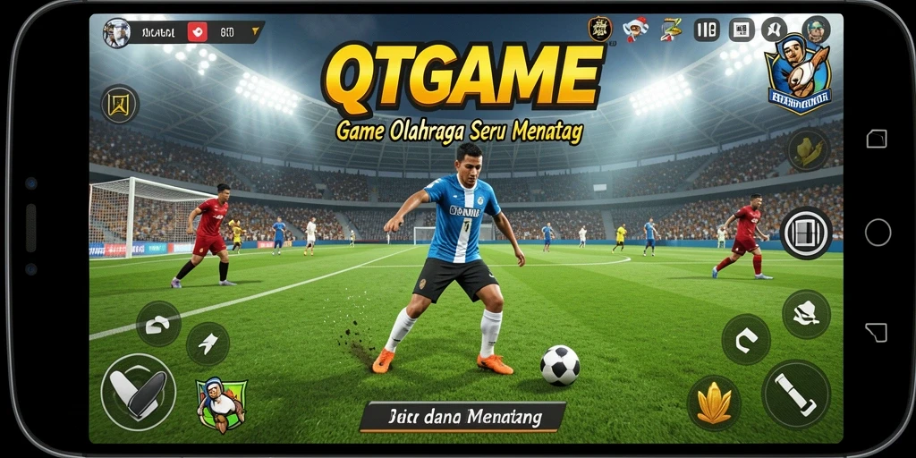 Tampilan gameplay QTGAME dengan aksi olahraga seru.
