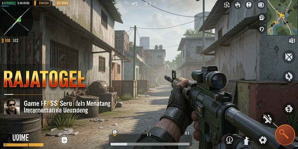 Tampilan gameplay dinamis RAJATOGEL dengan aksi tembak-menembak yang seru.