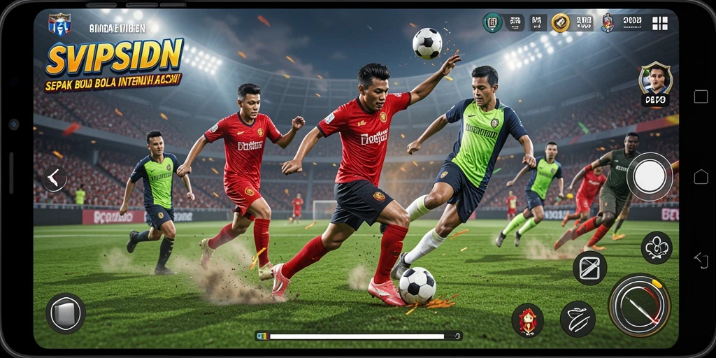 Tampilan gameplay karakter sepak bola yang mendebarkan.