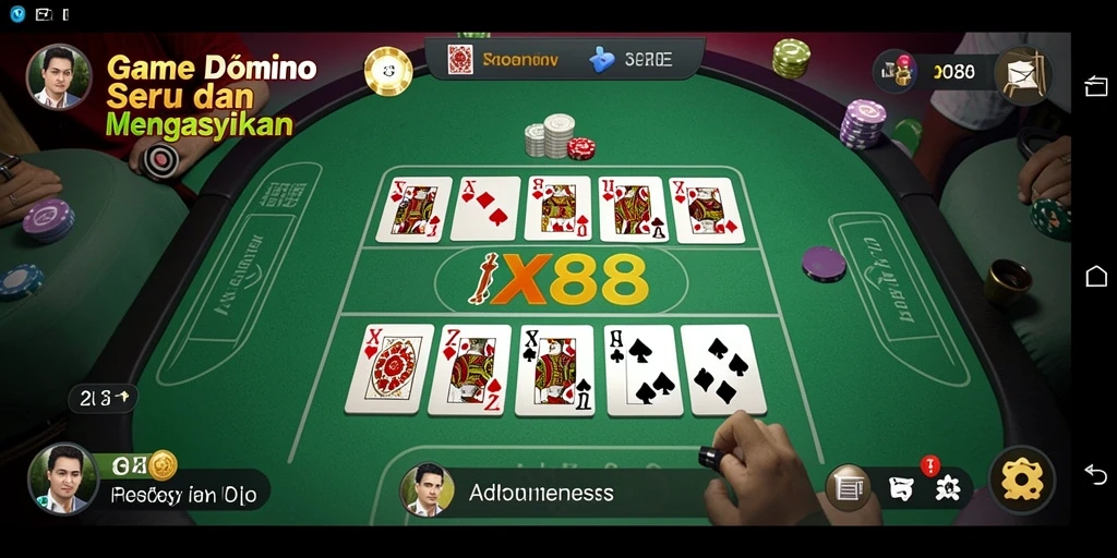 Tangkapan layar X88 menampilkan aksi gameplay seru permainan Domino.